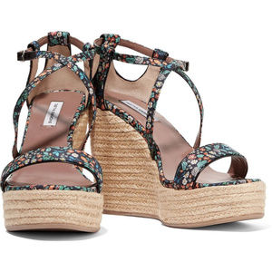 Tabitha Simmons Floral-print canvas wedge sandals